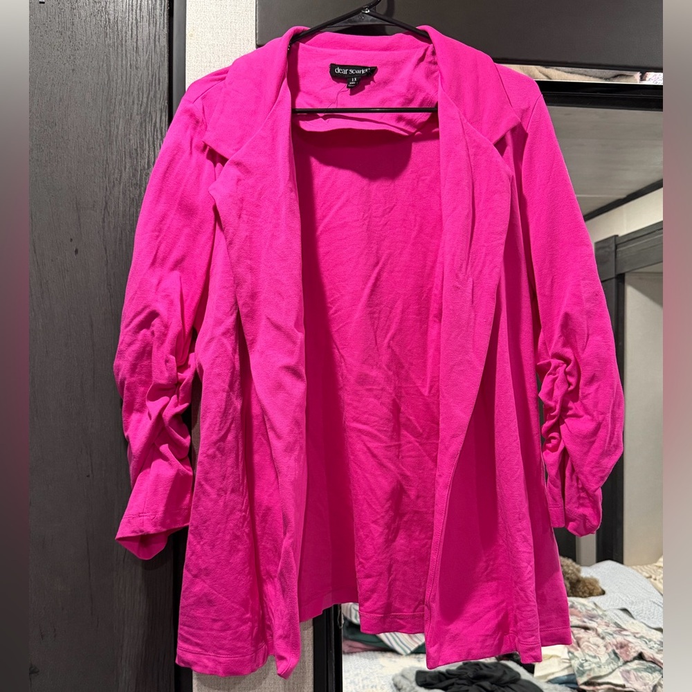 Bold Hot Pink Open Front Blazer